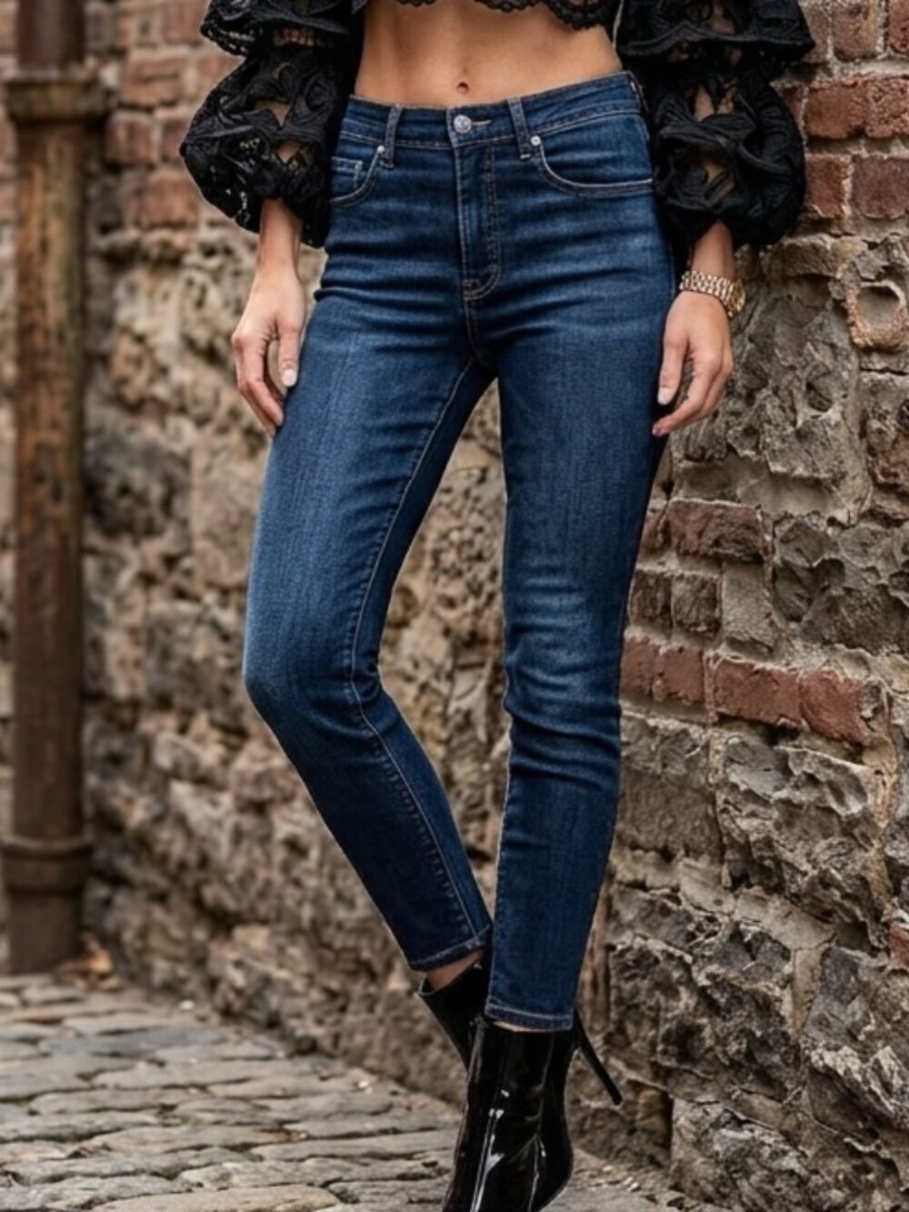 Everlane Jeans Denim Pants EUC High Rise Skinny Jeans Ankle 28 Blue Dark Stretch